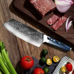 Muxel The Blue Knife Das blaue Messer Metzgermesser und Hackmesser sehr scharf Damaszener Stahl