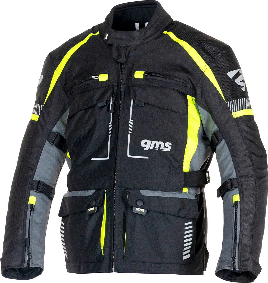 GMS-Moto Everest 3in1, Textiljacke wasserdicht - Schwarz/Grau/Neon-Gelb - 3XL