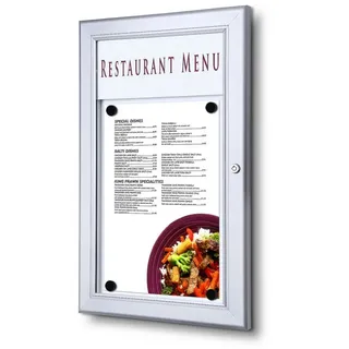 Showdown Displays Hängevitrine Speisekartenhalter Outdoor - 1x DIN A4 - Aluminium / Stahl - Silber (1-St) silberfarben