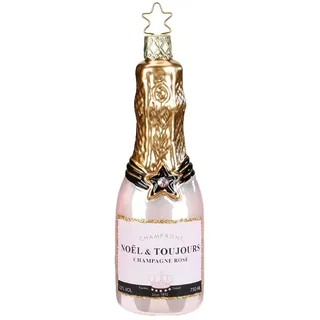INGE-GLAS® Christbaumschmuck, Christbaumschmuck Glas Champagner Flasche Rosé 12,5cm rosa rosa