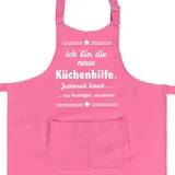 WANDKINGS Kinderschürze Ich Bin die Neue Küchenhilfe. Jeder Zeit bereit den Kochlöffel ab zu lecken. - Wähle Farbe - PINK