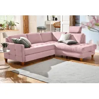 Ecksofa HOME AFFAIRE "Earl L-Form" Sofas Gr. B/H/T: 233cm x 80cm x 196cm, Struktur fein, Ottomane rechts, ohne Bettfunktion-ohne Bettkasten, rosa (flamingo) wahlweise auch mit Bettfunktion oder Bettkasten