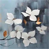 XXXLutz EUROART Wandbild 50 x cm White Flowers On Silver VIII Metall Grau