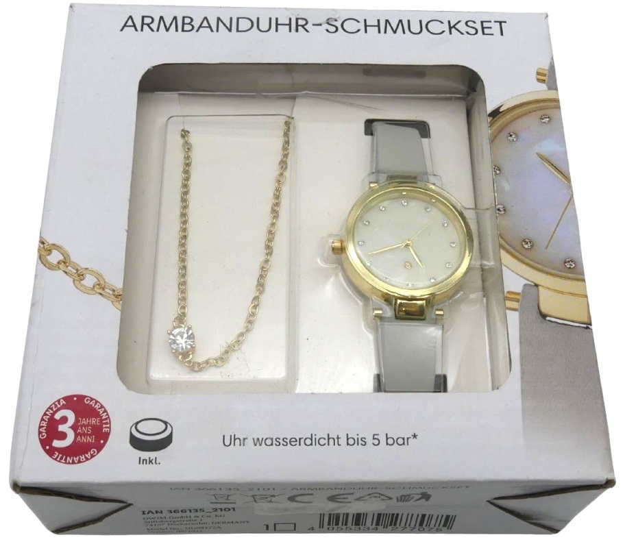 AURIOL Armbanduhr-Schmuckset Damen Geschenkset Schmuckarmband Quarzuhr wasser...