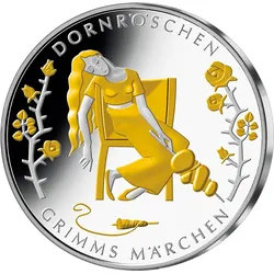 Die teilvergoldete deutsche 10-Euro-Gedenkausgabe „Dornröschen“ 2015!