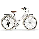 Airbici 605AL Damenfahrrad Citybike 28 Zoll Weiß | Fahrrad Damen Retro Cityräder City Bike | 6 Gänge, Aluminiumrahmen, Schutzblech, LED-Licht und Gepäckträger City-Bike Damen (Rosa)