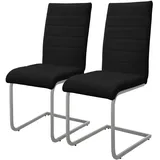 ML-Design Esszimmerstuhl Freischwinger 2Er Set Schwarz Kunsterlederbezug