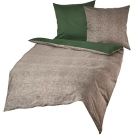 Traumschlaf Mako-Satin Wendebettwäsche Texture Grün 240 x 220 cm + 2 x 80 x 80 cm
