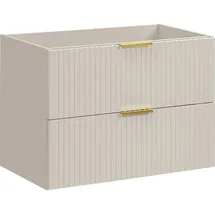 WFL GROUP Waschbeckenunterschrank, Niva hängend mit Rillenfronten in Matt Kaschmir, Holzwerkstoff, 80x57x46 cm, Badezimmer, Badezimmerschränke, Waschbeckenunterschränke