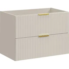 WFL GROUP Waschbeckenunterschrank, Niva hängend mit Rillenfronten in Matt Kaschmir, Holzwerkstoff, 80x57x46 cm, Badezimmer, Badezimmerschränke, Waschbeckenunterschränke