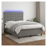 vidaXL Boxspringbett mit Matratze & LED Dunkelgrau 140x200 cm Stoff
