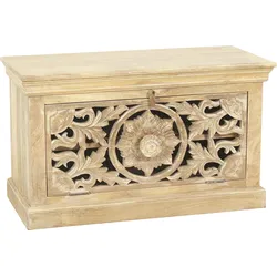 Garderoben-Set SIT "Lakadee", beige (natur), Massivholz, Kastenmöbel-Sets, mit orientalischen Schnitzereien
