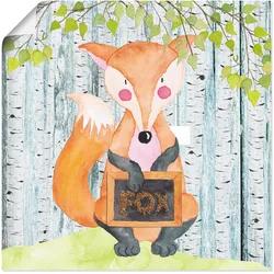 Artland Poster »Waldfreunde- der schlaue Fuchs«, Tiere, (1 St.), als Alubild, Leinwandbild, Wandaufkleber oder Poster in versch. Größen Artland Farbe Bild(er): bunt