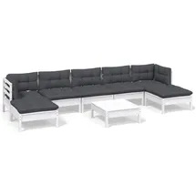 vidaXL Garten-Lounge-Set 8-tlg. weiß Kiefernholz