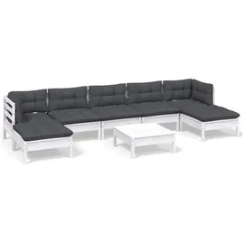 vidaXL Garten-Lounge-Set 8-tlg. weiß Kiefernholz