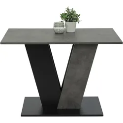 Esstisch HELA "JUDITH mit ABS-Kante", schwarz (betonoptik, schwarz, betonoptik, schwarz, betonoptik), B:110cm H:76cm T:70cm, Tische, Melamin, Säulentisch, V-Form, Bodenplatte farblich abgesetzt