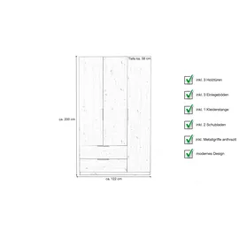 Composad Kleiderschrank mit Schubladen 122 x 200 x 0 cm Braun