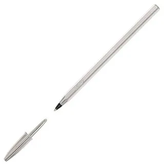 BIC 921339 Kugelschreiber Cristal Shine, silber, 20 Stück, Schreibfarbe schwarz