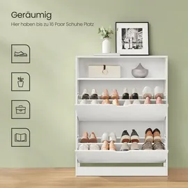 VASAGLE Schuhregal 80 x 102 x 24 cm weiß