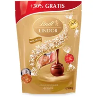 Lindt Schokolade LINDOR Kugeln Mischung | 399g | Ca. 30 Schokoladen Kugeln Vollmilch-, weiße und dunkle Schokolade mit zartschmelzender Füllung | Pralinengeschenk | Schokoladengeschenk