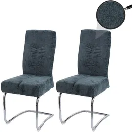 chefgastro Esszimmerstuhl Stoff Blau-Grün 2er-Set