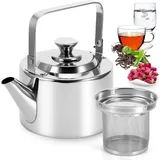 FELIXLEO Teekanne 1.5l Teekanne Edelstahl Wasserkessel Induktion Mit Sieb Camping, (4-St)