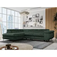 MKS Meble Ecksofa Sofa Grün, Wohnlandschaft L-Form mit Schlaffunktion und Bettkasten, Schlafsofa mit Bettkasten, Sofa mit Einstellbare Kopfstützen, Peter L... - Grün