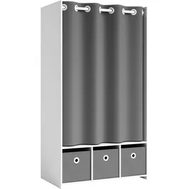 Pol-Power Kleiderschrank Jenke 100 x 145 x 50 cm Weiß/Grau