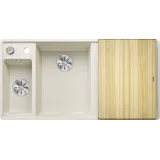 Blanco Axia III 6 S-F InFino Becken links mit Ablauffernbedienung softweiß inkl. Holzschneidebrett (527047)