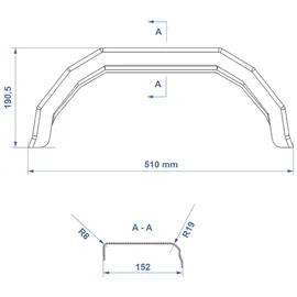 PRO PLUS 2x Kotflügel Anhänger 8 Zoll Kunststoff Links Rechts 510x152x190 mm