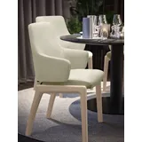 Polsterstuhl STRESSLESS "Laurel", beige (cream batick, schwarz), B:58cm H:92cm T:59cm, Leder BATICK: BATICK ist ein leicht korrigiertes, durchgefärbtes und genarbtes Möbelleder, bei dem die meisten Unebenheiten und Spuren in der Regel entfernt wurden., Stühle, Polsterstuhl, Low Back mit Armlehne, Größe L, mit abgerundeten Beinen in Schwarz