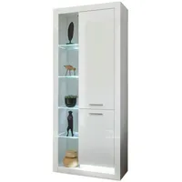 Furn.design Vitrine weiß Hochglanz Vitrinenschrank 80 x 195 cm