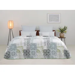 Tagesdecke HOME AFFAIRE "Sofia", grün, B:140cm L:210cm, Mischgewebe, Tagesdecken, Tagesdecke in Patchwork-Design, für Kinder und Erwachsene