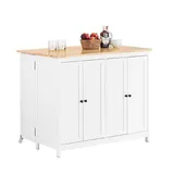 SoBuy Küchenbuffet KNL10 Kücheninsel mit Arbeitsfläche Küchenschrank Kommode Sideboard weiß