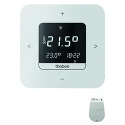 Theben 8139203 Digital-Uhrenthermostat, Wochenprogramm, Batterieversion, App-Bedienung möglich, Empfänger für Wandbefestigung RAMSES 813 top3 Set A