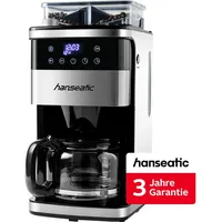 Hanseatic Kaffeemaschine mit Mahlwerk HCMG105015SD, 1,5l Kaffeekanne, Papierfilter 1x4, inkl. 3 Jahre Herstellergarantie schwarz|silberfarben