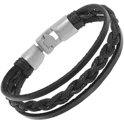 trendor 75807 Lederarmband für Männer Schwarz