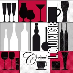 Mank Serviette aus Tissue - Cocktail Lounge, 25 x 25 cm, 100 Stück - Scherenschnitt-Design Bar