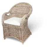 BURI Gartensessel Rattansessel mit Sitzkissen Sessel grau Stuhl Rattan Korbsessel Möbel beige