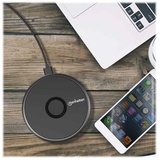 Manhattan Smartphone Wireless Charging Pad, QI certified, 10W, 7.5W and 5W charging, USB-C to USB-A cable included, USB-C input into pad, Cable 1.5m,
