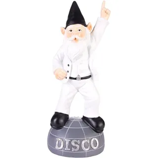 BRUBAKER Gartenzwerg Disco Boy - Club Tänzer Zwerg auf Halbkugel - Gartenfigur Lustig, (1 St), Dekoration Wetterfest für Garten Campingplatz bunt