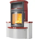 Kaminofen HARK 44-5.34 GT FlameKat Raumluftunabhängig 8 kW - Ofenkacheln: brillant-rot - Korpus: titan