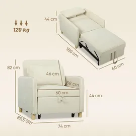 Homcom Schlafsessel 3 in 1 Polyester 74 x 82 x 60 cm Beige