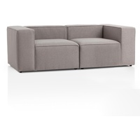 Genua Modular Sofa 2-Sitzer, individuell kombinierbare Wohnlandschaft bestehend aus Sitzelement mit Armteil links und rechts - strapazierfähiges Möbelgewebe, hellgrau