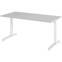 Bümö Schreibtisch Grau, Weiß, Nachbildung, Rechteckig, 160x74x80 cm, FSC