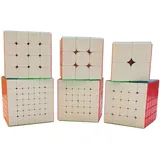Oostifun Zauberwürfel Puzzle Cubes Set, 6 Puzzle Cubes Collection, Stickerless, 2x2 bis 7x7, Geschenkset