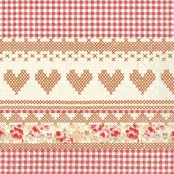 Mank Serviette Tissue Mathilda, 40x40 cm, 100 Stück - Herzen Karos Rosen Ornamente