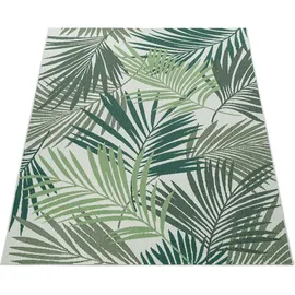 Paco Home In- Outdoor Teppich Flachgewebe Jungel Gecarvtes Florales Palmen Design grün, cm