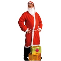 Karneval-Klamotten Weihnachtsmann Kostüm Herren Nikolaus-Kostüm Mantel rot-weiß Einheitsgröße inkl. Nikolaus-Bart