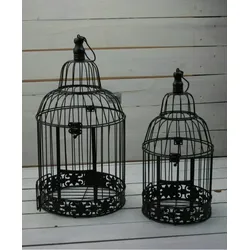 Moritz Pflanzkäfig Dekokäfig Käfig Vogelkäfig 2er Set Shabby Antik Stil Vogel braun
